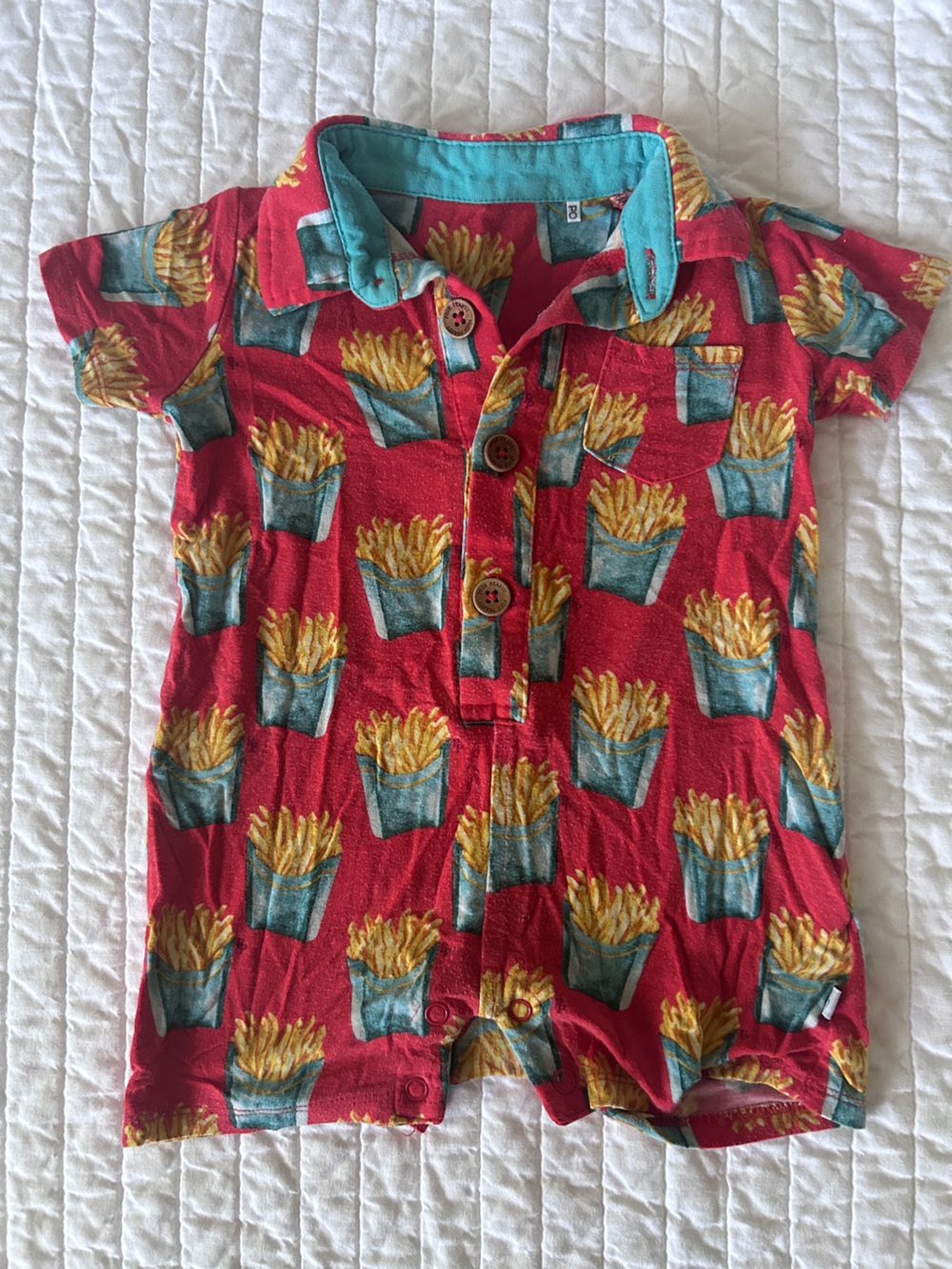 Posh Peanut Red French Fry Romper 3-6 months baby boy